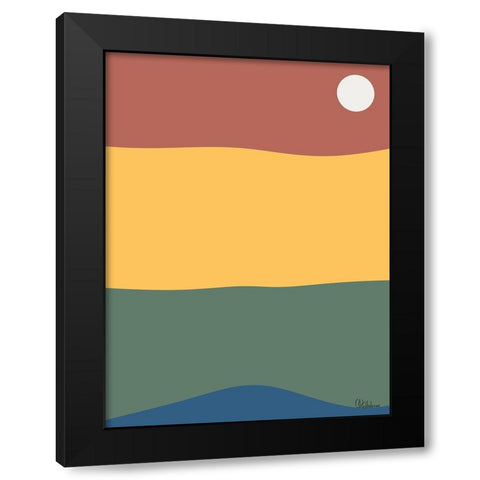 A Game with Abstract Shapes XXXV Black Modern Wood Framed Art Print with Double Matting by Medeiros, Celito