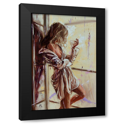 Good Morning Black Modern Wood Framed Art Print by Luniak, Monika