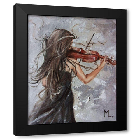 Melody of December Black Modern Wood Framed Art Print by Luniak, Monika