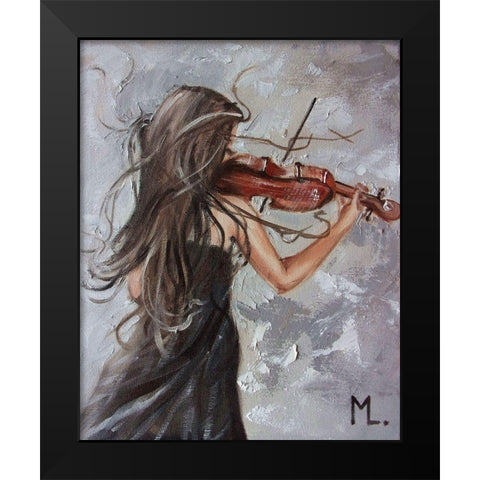 Melody of December Black Modern Wood Framed Art Print by Luniak, Monika