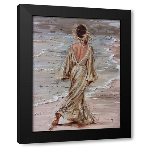 On the Beach Black Modern Wood Framed Art Print by Luniak, Monika