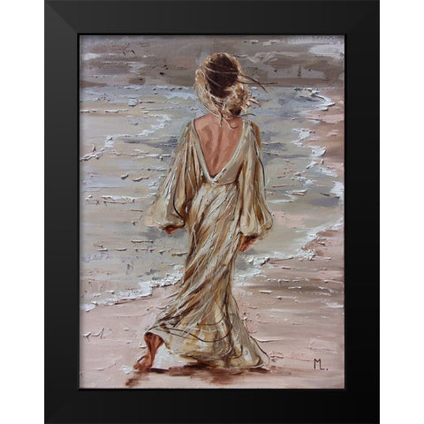 On the Beach Black Modern Wood Framed Art Print by Luniak, Monika