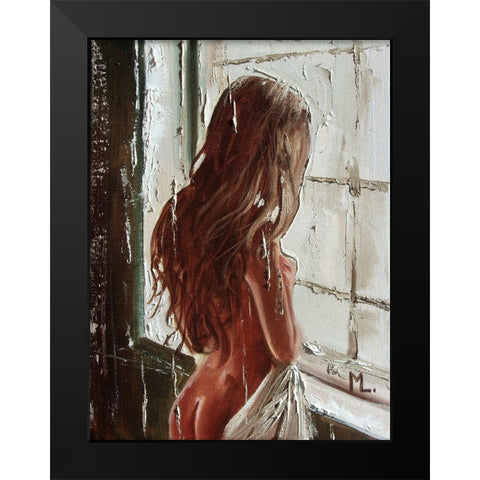 Where Are You? Black Modern Wood Framed Art Print by Luniak, Monika