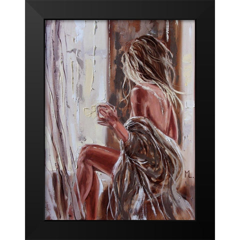Fresh Morning Coffee Black Modern Wood Framed Art Print by Luniak, Monika