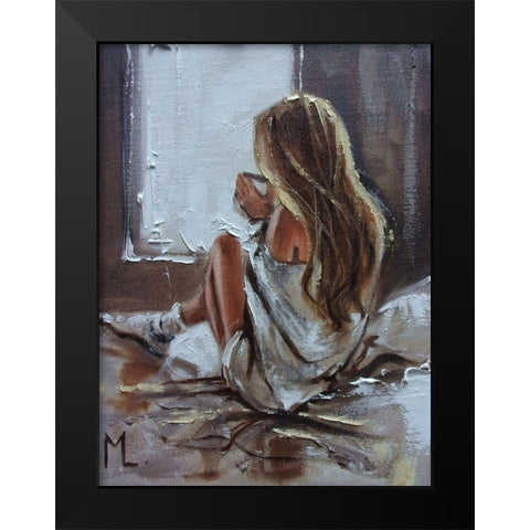 Breakfast Coffee Black Modern Wood Framed Art Print by Luniak, Monika