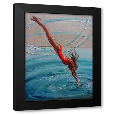 Jump Black Modern Wood Framed Art Print with Double Matting by Luniak, Monika