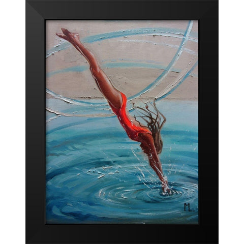 Jump Black Modern Wood Framed Art Print by Luniak, Monika