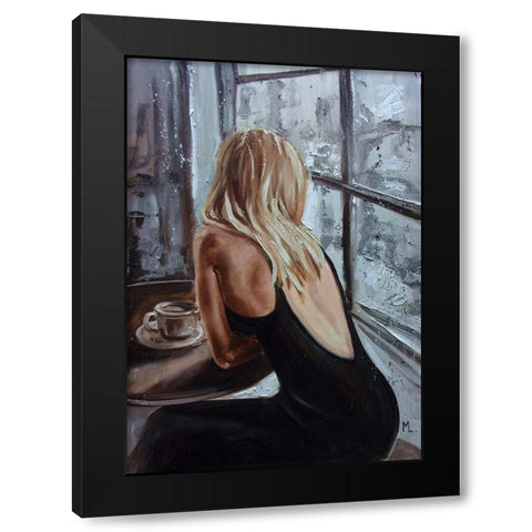 Little Black Black Modern Wood Framed Art Print by Luniak, Monika