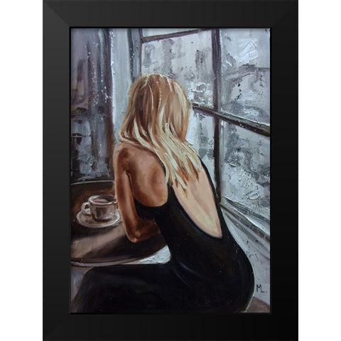 Little Black Black Modern Wood Framed Art Print by Luniak, Monika