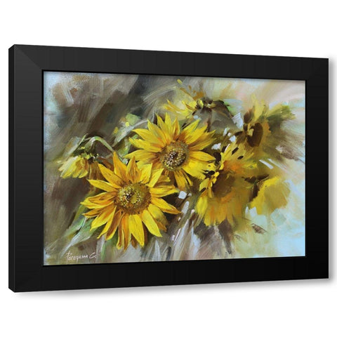 Sketch of a Sunflower Black Modern Wood Framed Art Print by Rogozina, Svetlana