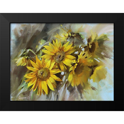 Sketch of a Sunflower Black Modern Wood Framed Art Print by Rogozina, Svetlana