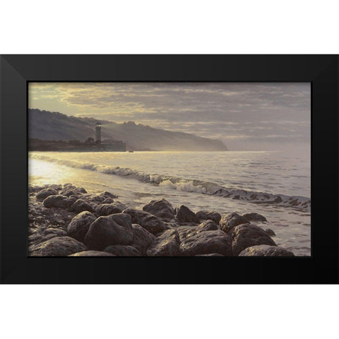 Morning Surf Black Modern Wood Framed Art Print by Adamov, Alexey