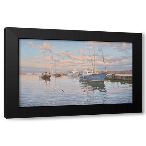 Port of Yalta Black Modern Wood Framed Art Print with Double Matting by Adamov, Alexey