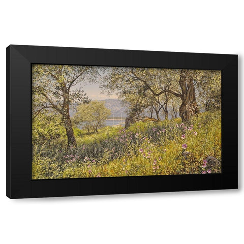 Sunshine Island Black Modern Wood Framed Art Print by Adamov, Alexey