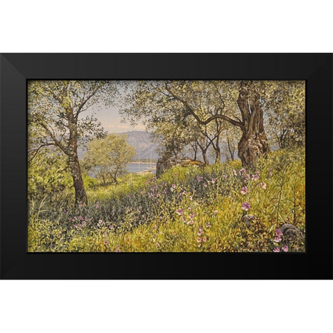Sunshine Island Black Modern Wood Framed Art Print by Adamov, Alexey