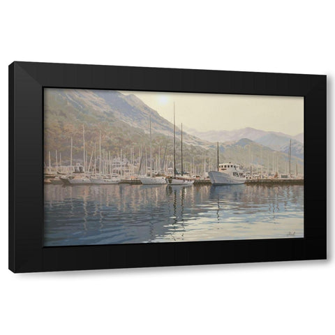 Yachts between Islands Black Modern Wood Framed Art Print with Double Matting by Adamov, Alexey