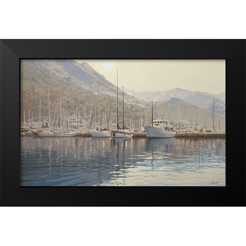 Yachts between Islands Black Modern Wood Framed Art Print by Adamov, Alexey