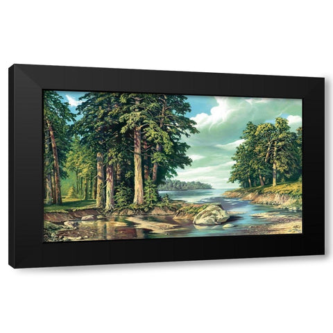 Pine Bay Black Modern Wood Framed Art Print with Double Matting by Krol, Wieslaw
