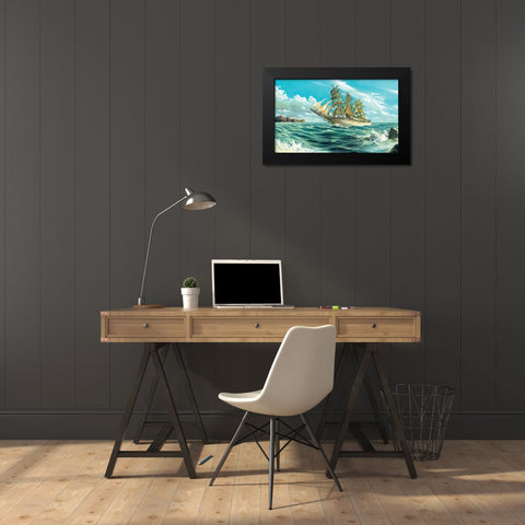 Ten Navy Miles Black Modern Wood Framed Art Print by Krol, Wieslaw