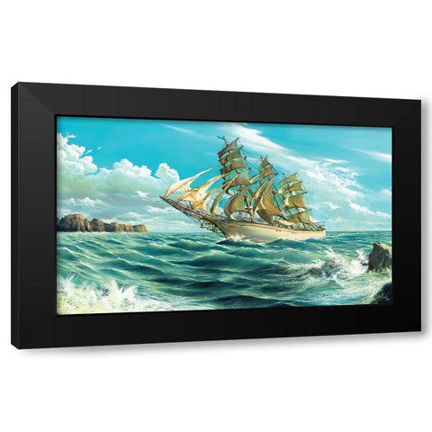 Ten Navy Miles Black Modern Wood Framed Art Print with Double Matting by Krol, Wieslaw