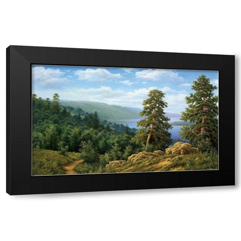 Lake in the Mountains Black Modern Wood Framed Art Print with Double Matting by Babicev, Vjaceslav