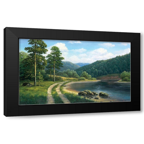 Way by the River Black Modern Wood Framed Art Print by Babicev, Vjaceslav
