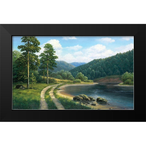 Way by the River Black Modern Wood Framed Art Print by Babicev, Vjaceslav