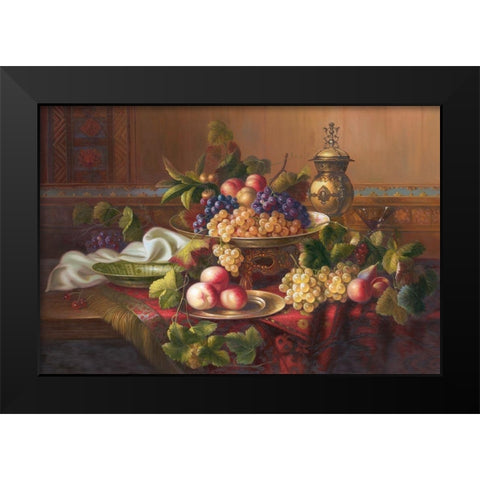 Still Life with Fruits I Black Modern Wood Framed Art Print by Viktoria