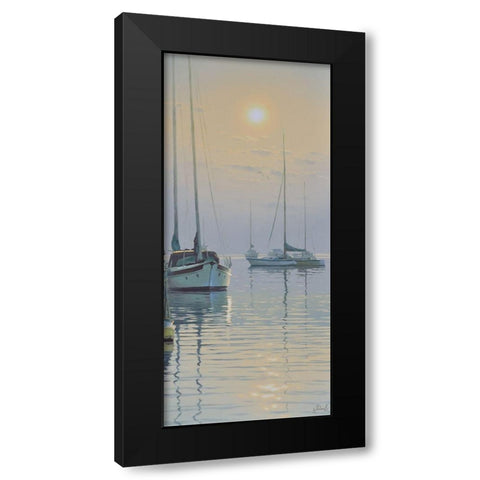 Sleeping Yachts Black Modern Wood Framed Art Print with Double Matting by Adamov, Alexey