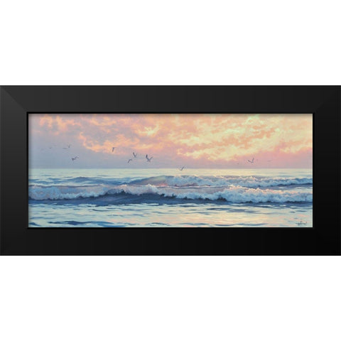 Surf by Sunset Black Modern Wood Framed Art Print by Adamov, Alexey