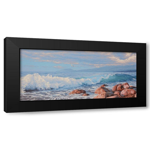 Big Wave Black Modern Wood Framed Art Print with Double Matting by Adamov, Alexey