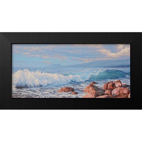 Big Wave Black Modern Wood Framed Art Print by Adamov, Alexey