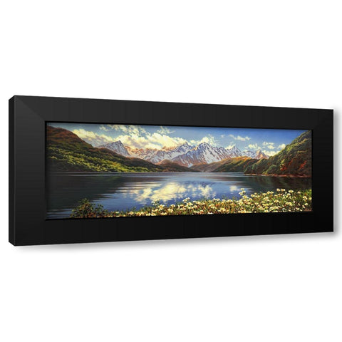 Mountain Landscape Black Modern Wood Framed Art Print with Double Matting by Adamov, Alexey
