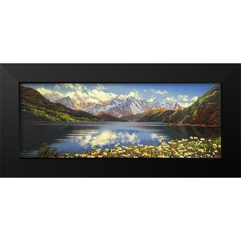 Mountain Landscape Black Modern Wood Framed Art Print by Adamov, Alexey