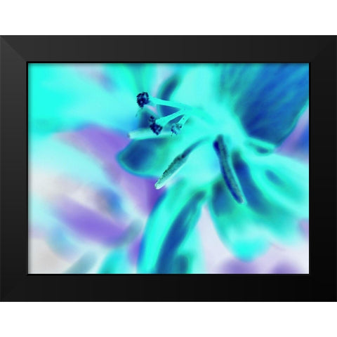 Turquoise Petals Black Modern Wood Framed Art Print by Grayscale