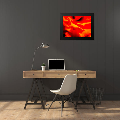 Red Petal I Black Modern Wood Framed Art Print by Grayscale