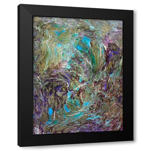 Turquoise Lava Black Modern Wood Framed Art Print by Grayscale