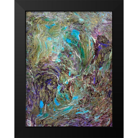 Turquoise Lava Black Modern Wood Framed Art Print by Grayscale