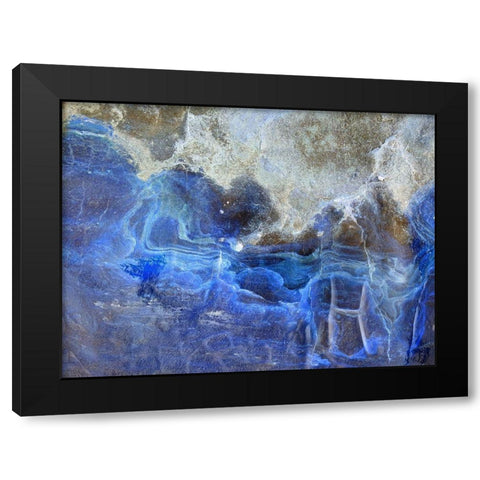 Blue Ribbons I Black Modern Wood Framed Art Print with Double Matting by Grayscale