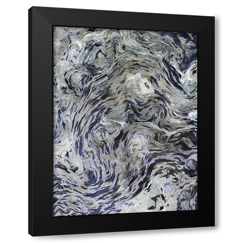 Texture Fluid I Black Modern Wood Framed Art Print with Double Matting by Grayscale