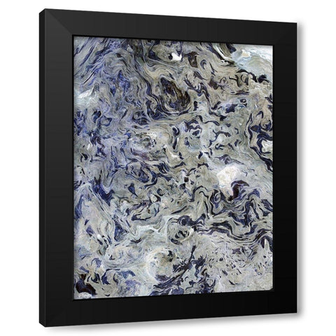 Texture Fluid II Black Modern Wood Framed Art Print with Double Matting by Grayscale