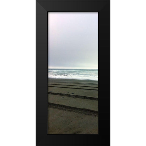 Beach Tracks II Black Modern Wood Framed Art Print by Grayscale