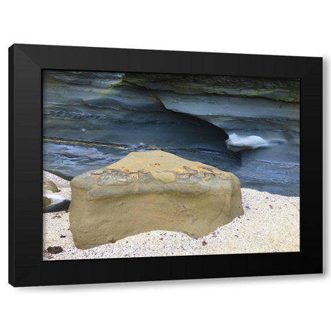 Beach Rocks I Black Modern Wood Framed Art Print by Grayscale