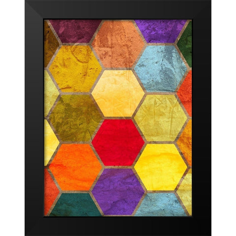 Hexagon Textures II Black Modern Wood Framed Art Print by Grayscale