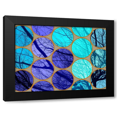 Circle Textures V Black Modern Wood Framed Art Print with Double Matting by Grayscale