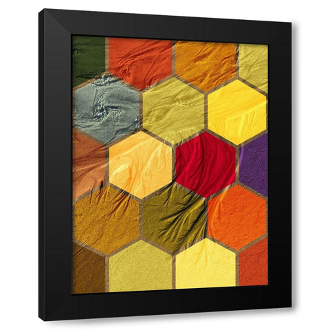 Hexagon Textures III Black Modern Wood Framed Art Print with Double Matting by Grayscale