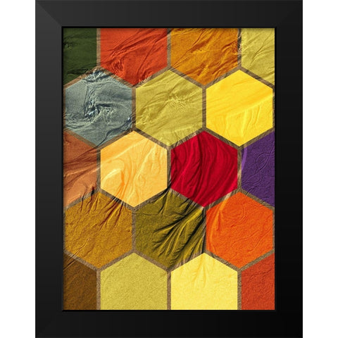 Hexagon Textures III Black Modern Wood Framed Art Print by Grayscale
