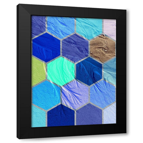 Hexagon Textures IV Black Modern Wood Framed Art Print with Double Matting by Grayscale