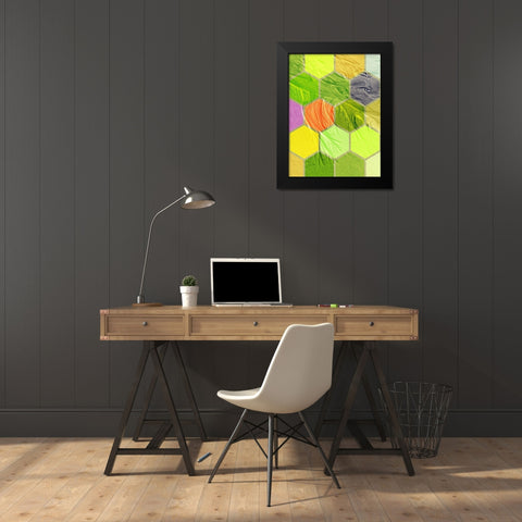 Hexagon Textures V Black Modern Wood Framed Art Print by Grayscale