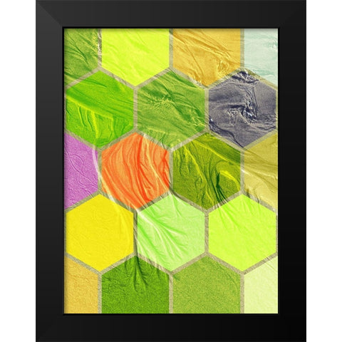 Hexagon Textures V Black Modern Wood Framed Art Print by Grayscale